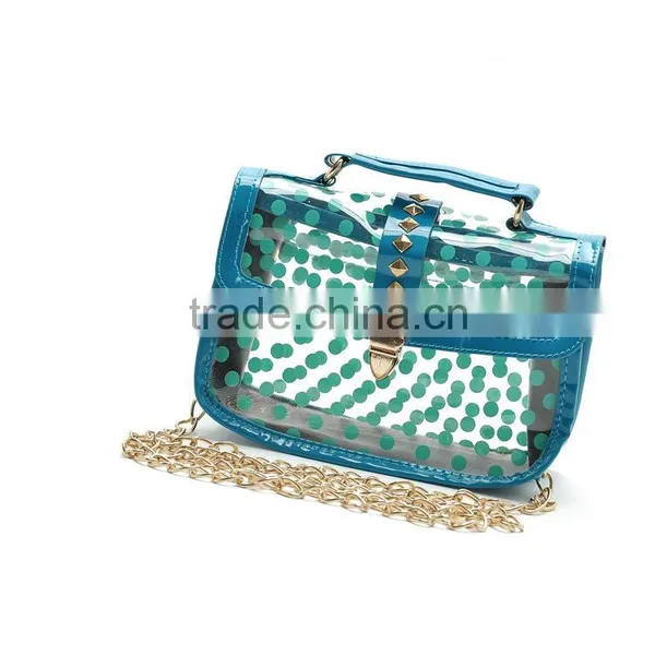 High Fashion Ladies Cheap Dot Clear Pvc Plastic Messenger Bag photo-2