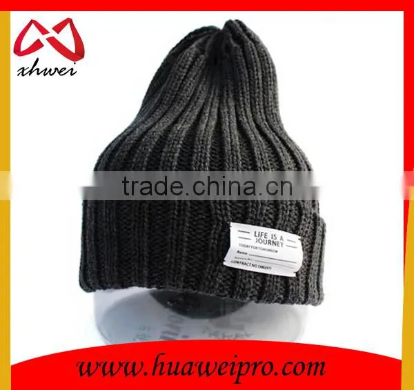 Wholesale Custom Handmade Beanie Hat With Woven Label 100% Acrylic Long Beanie photo-3