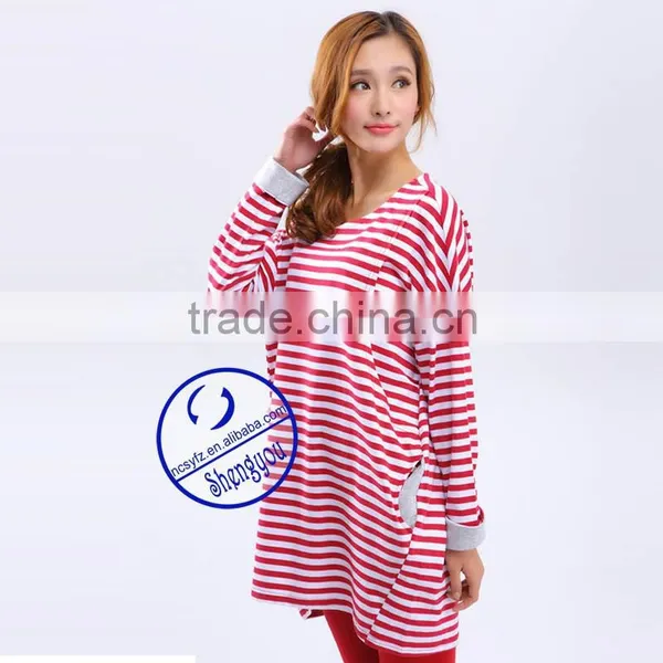 100 Cotton Yarn Dyed Breastfeeding Maternity Top With Pocket photo-4