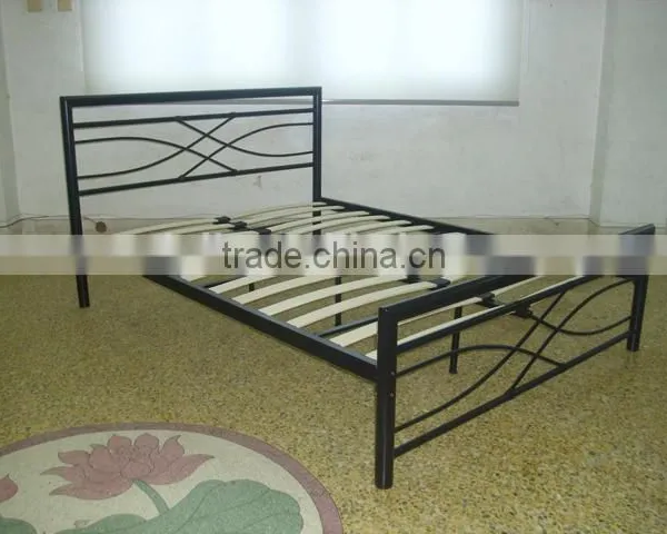 Fujian Metal Bed Room Furniture Modern Style Double Size Metal Iron Bed
