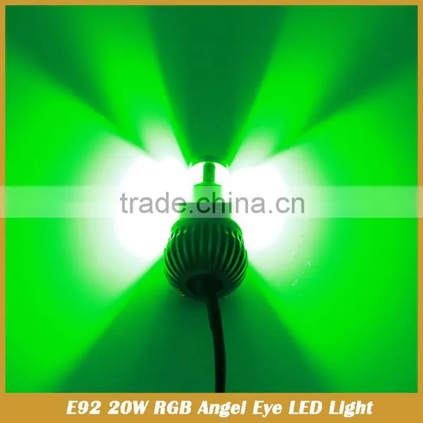 E92 H8 RGB Multi-Color 20W LED Angel Eyes Halo Ring Light Bulbs photo-6
