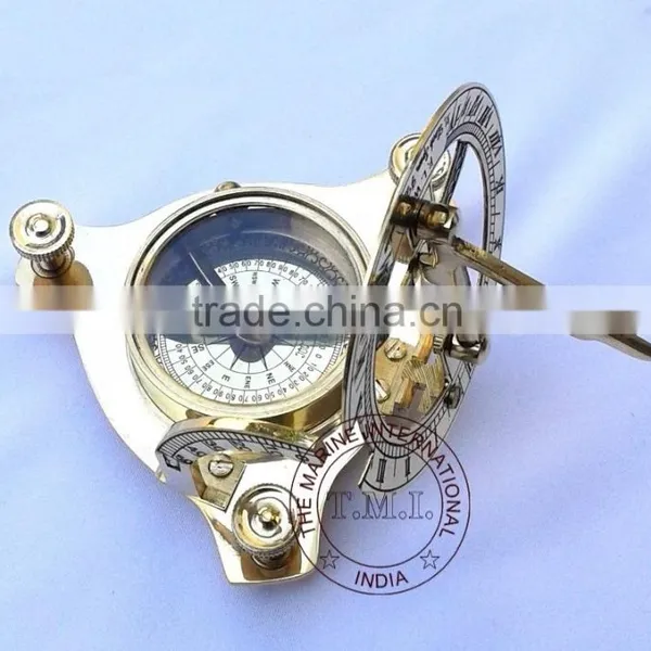 SUNDIAL COMPASS - BRASS SUN DIAL COMPASS - NAUTICAL VINTAGE 3" SUNDIAL - MARINE GIFT photo-5