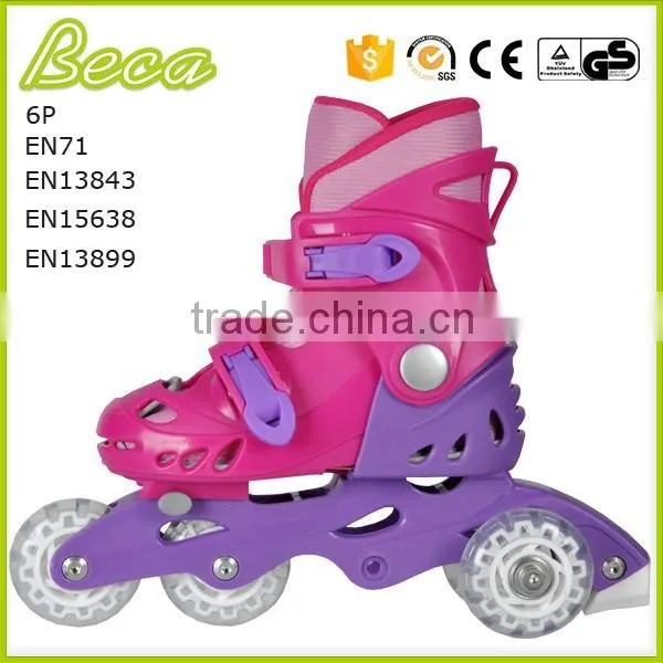 Wholesale Plastic 4 Wheel Adjustable Kids Violet Quad Skates photo-2