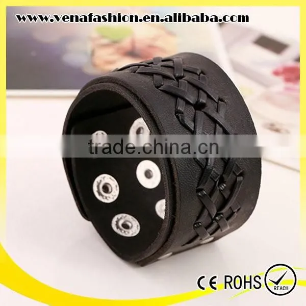 Wide Boys Wrap Leather Bracelet, Wide Leather Cuff Bracelets photo-4