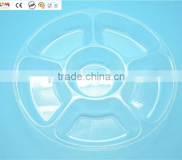 12" Plastic Crystal Clear Tray With 6 Sections