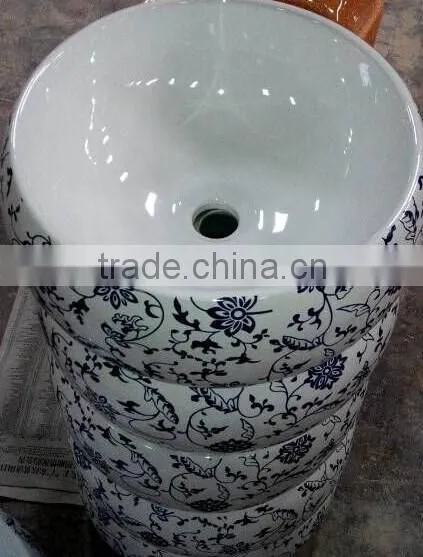 Decal Flower Paper Design Ceramic Ware Art Basin