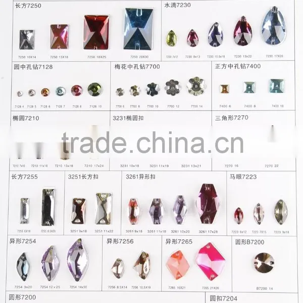 2015 LATEST !! LUCKY Highest Quality Flat Back Sew-on Acrylic Diamante With Hole photo-3