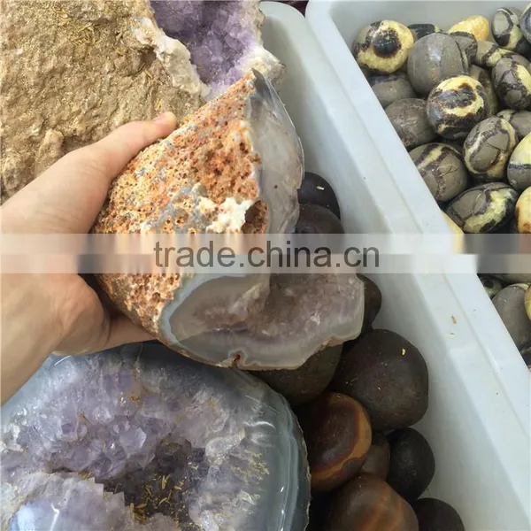Natural Agate Light Purple Amethyst Geode Crystal Stones photo-2