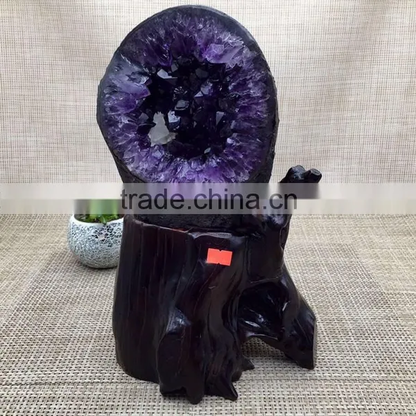 Natural Rock Amethyst Geode Crystal Cluster Bonsai Ornaments For Sale photo-4