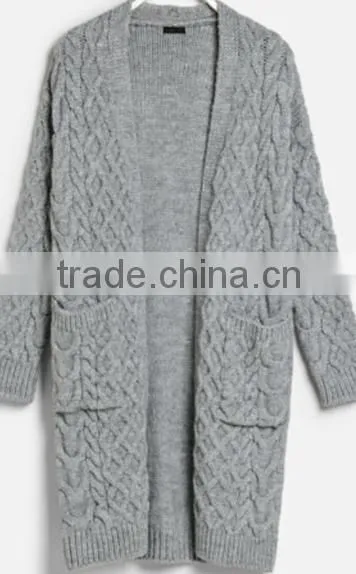 WOMENS SWEATER: NEW DESIGNED ACRYLIC ALLOVER CHUNKY CABLE LADIES CARDIGAN SWEATER
