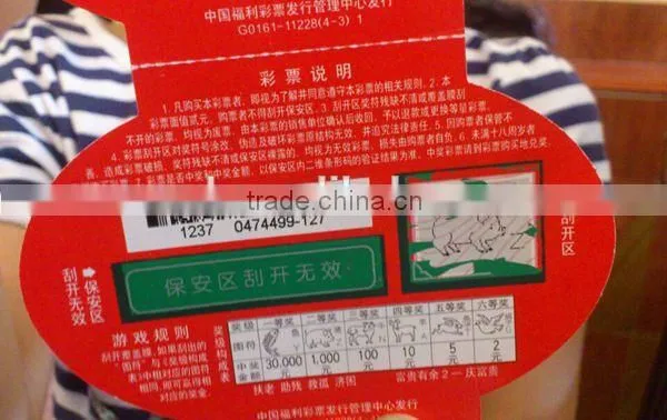 4 Color Printing Thermal Scratch off Lottery Ticket Manufacturer