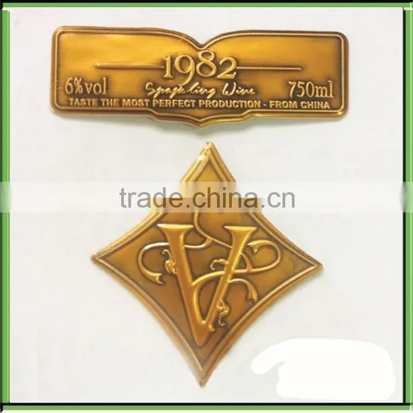 Gold Embossed Label Sticker, Metal Wine Sticker Label photo-3
