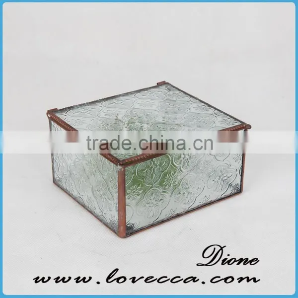 Glass and Brass Modern Organizer Container Bin , Typography Office Trinket Tray photo-4