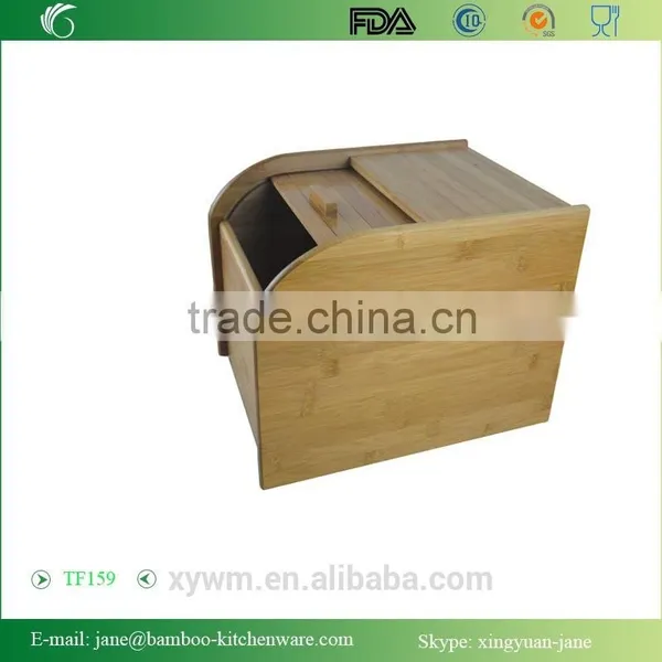 Elegant Square Style Natural Bamboo Bread Box photo-4