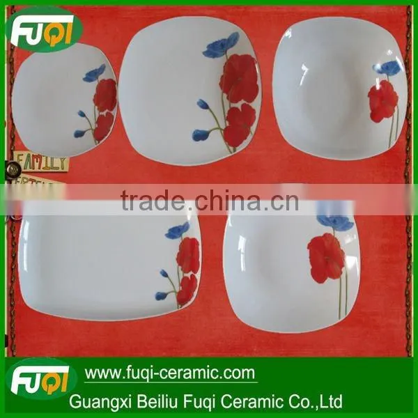Fine Porcelain Square Ceramic New Design Italian Dinner Set Custom Decal Porcelain Dinner Set