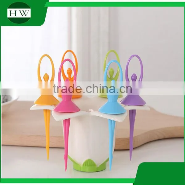 Eco Plastic Tableware Cartoon Ballet Flower Fruit Fork Set photo-5