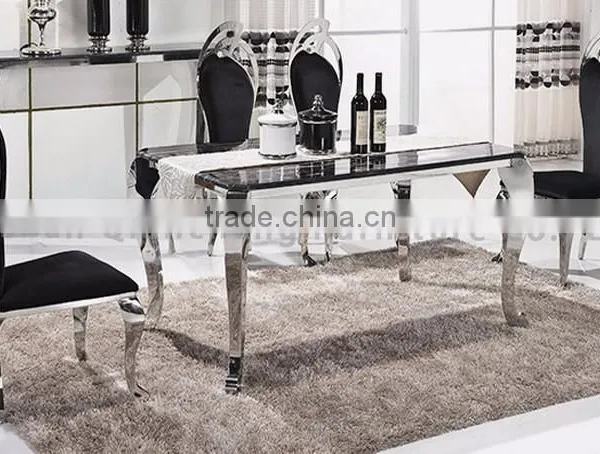 Simple Stainless Steel 4 Legs Dining Table Set photo-2