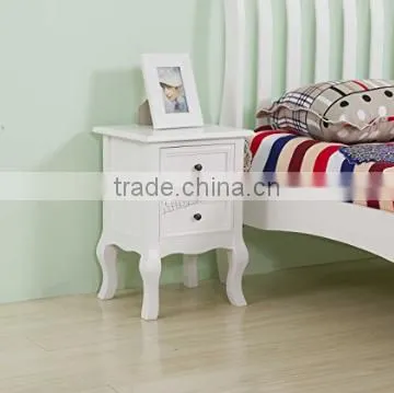 Set of Two Small Traditional Style Bedside Table in White photo-3