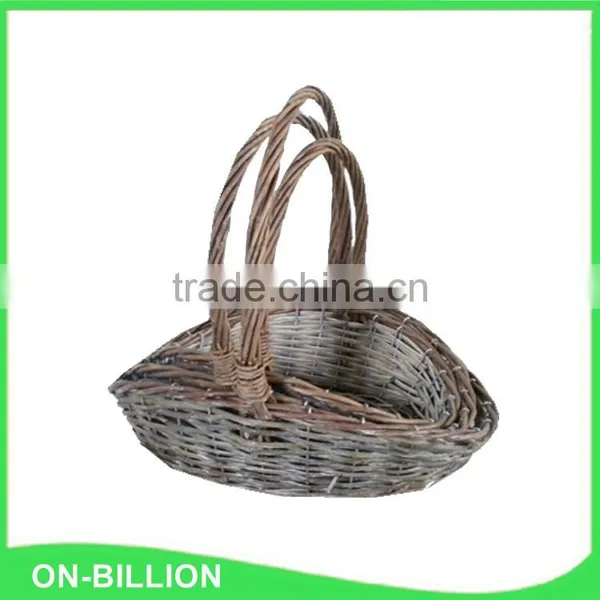Grey Color Woven Wicker Rattan Basket for Flowers photo-2