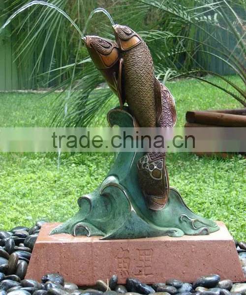 Outdoor Garden Decoration Bronze Metal Crafts Large Fish Sculpture Fountain With Angel photo-4