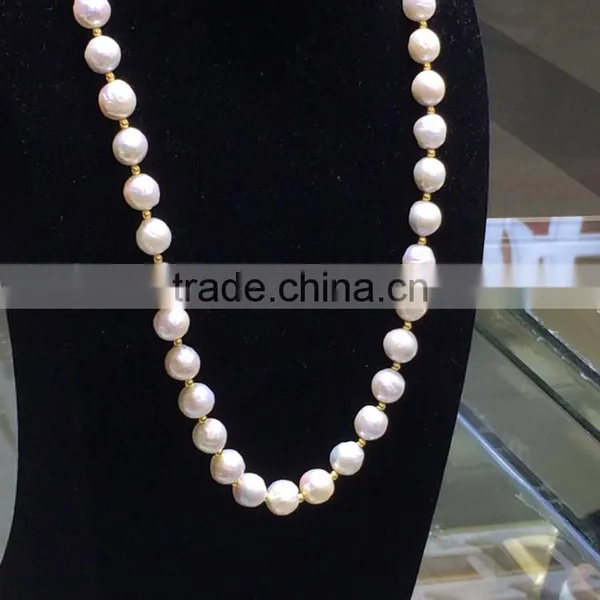 11-12mm White Eaison Pearl With 14K Gold Clasp Necklace photo-2
