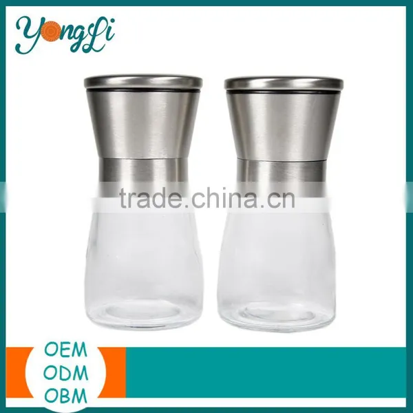 Amazon Best Seller Glass & Stainless Steel Salt and Pepper Grinder Set photo-2