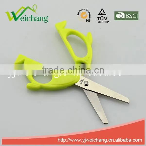 WCSC215 Premium Novelty Wholesale Soft Handle Colorful School Children Plastic Scissors Fish Shape Funny Shape New Handle Design photo-3