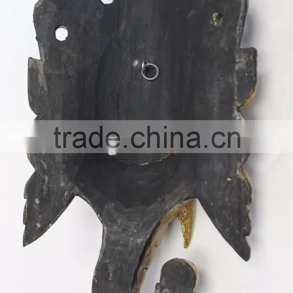 Hand Crafted Wooden Mask of Hindu Lord Ganesh Wall Hanging Made In Nepal photo-4