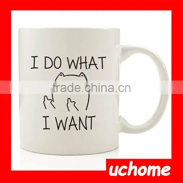 UCHOMEI Do What I Want Cat Funny 11oz Ceramic Coffee Mug Heart Shape Handle Coffee Mug Blank Sublimation Mug photo-4
