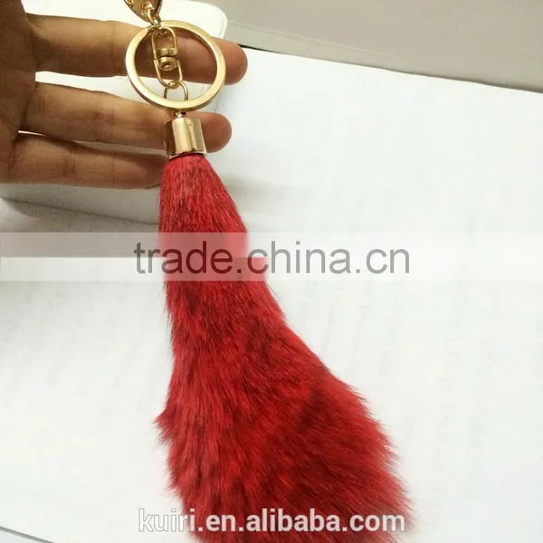 Fashion Handbag Accessories Fox Fur Tail Keychain photo-6