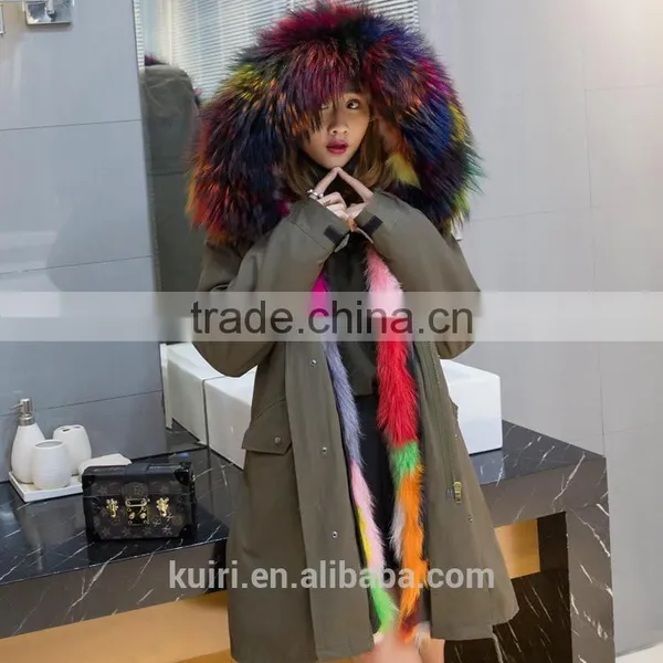 2017 New Style Fox Raccoon Fur Lining Coats Real Fur Parka With Hood Pc-270 photo-4