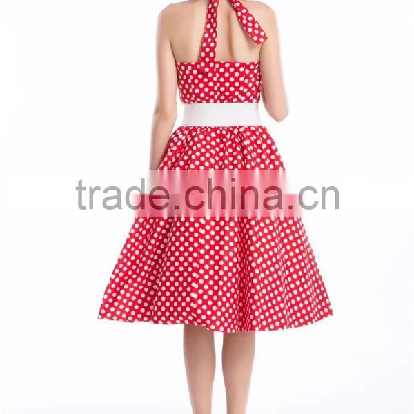 Women's Vintage Rockabilly Swing 1950's Evening Party Dress With Belt photo-6