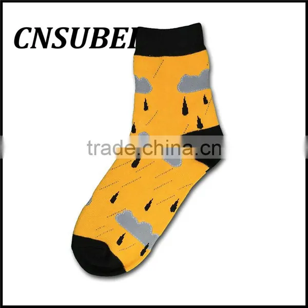 Customized Men and Women Student Cartoon Weather Rain Popular Candy Color Cotton Socks photo-3