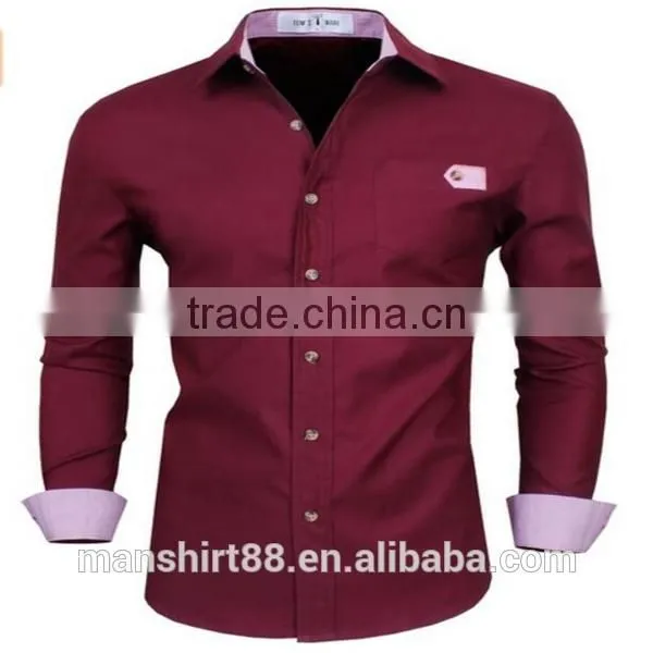 2016 New Wholesale Stylish Slim Fit Long Sleeve Contrast Custom Mens Casual Dress Shirts photo-5