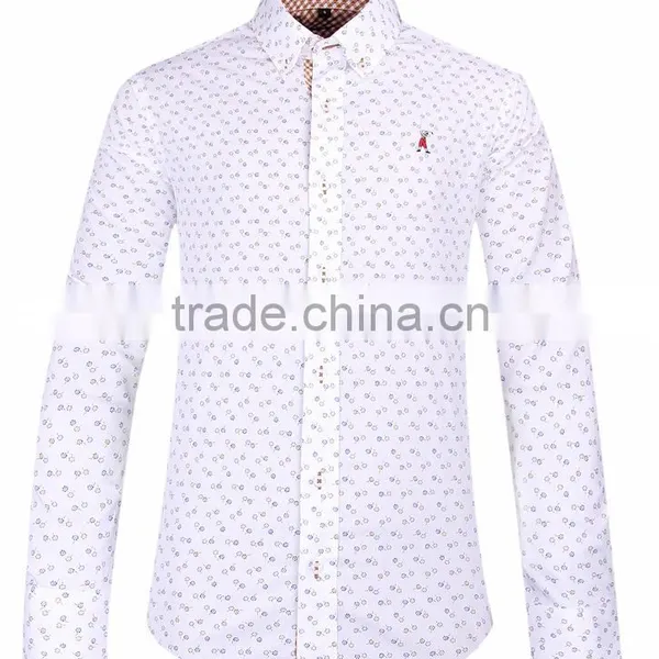 2017 Contrast Collar and Cuff Slim Fit Mens Shirt photo-2