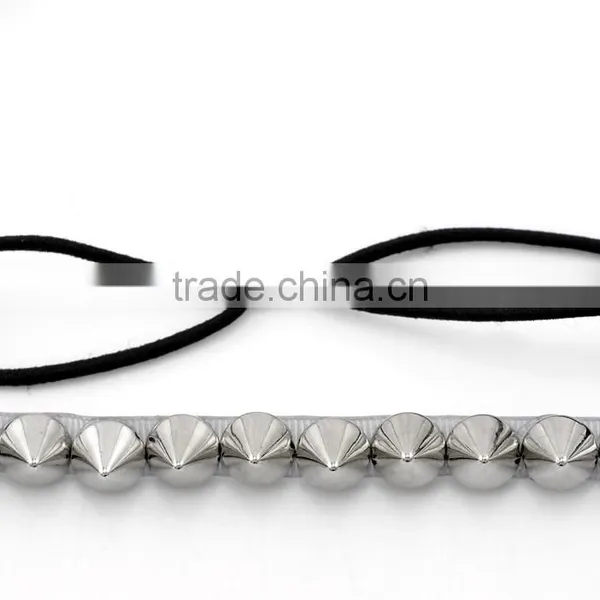 Jewelry Accessories 1 Cool Punk Silver Tone Spike Rivets Elastic Headband Hair Band photo-2