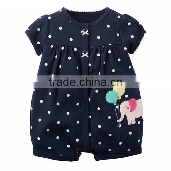 Summer Short Sleeves Cartoon Cotton Newborn Baby Girls Boys Jumpsuits photo-2