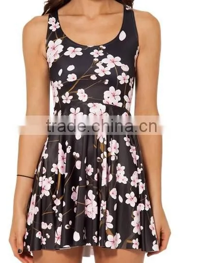 3D Digital Printed Floral Galaxy Plum Twelfth Skater Skirts photo-2