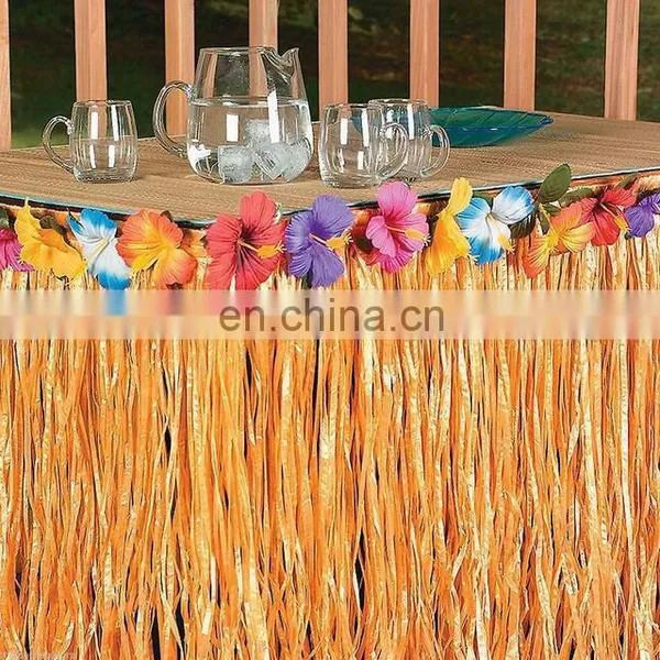 Hawaiian Table Skirt Luau Hibiscus Table Hula Skirt photo-2