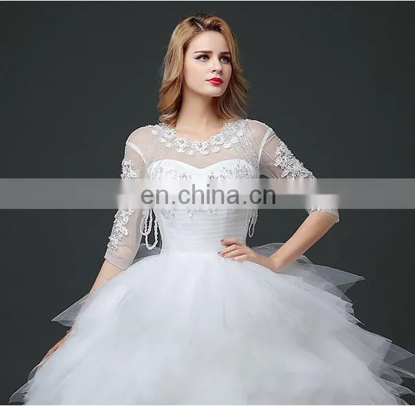 HS1619 2017 Luxury Applique Princess Bridal Gown Corset Organza Cathedral Church Ball Gown Wedding Dresses Cheap photo-4