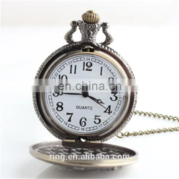 Large Fashion Classic Retro Bronze Carved Deer Quartz Pocket Watch For Men And Women Gift photo-2