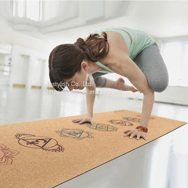 Certified Fitness Anti-slip Custom Thick 5mm Cork Yoga Mat TPE Natural photo-4