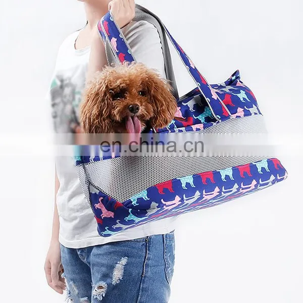 Travel Portable Pet Carrier Bag Breathable Lattice Pet Tote Handbag Soft Canvas Teddy Dog Bag photo-3