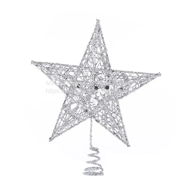 Five-pointed Star Iron Ornaments Tree Top Star Sequins Vertical Five-pointed Star Christmas Decoration Supplies
