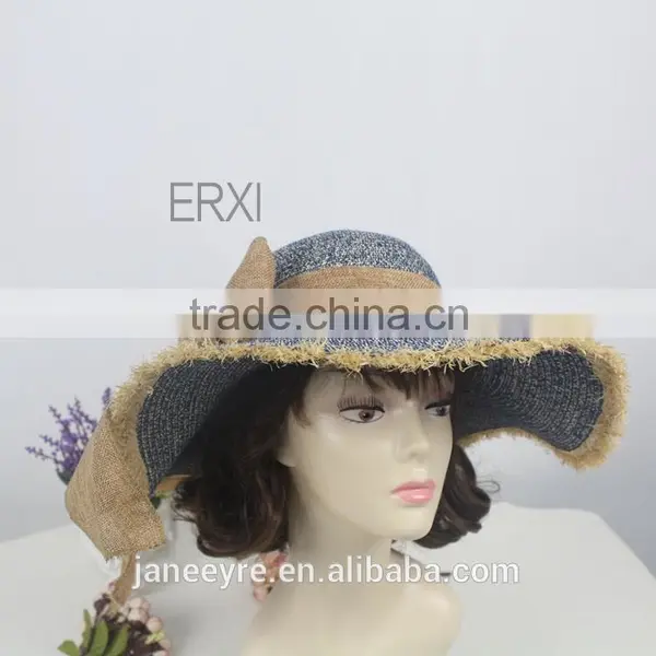 New Design Cheap Promation Straw Hat to Sinamay Bowknot Decorate photo-6