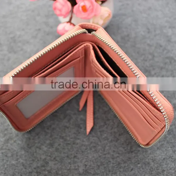 New Woven Sheep Skin Ladies Leather Wallet With Zipper Leather Short Wallet for Women photo-3