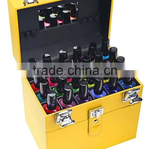 Nail Accessories Organizer and Makeup Train Case, Custom Hard Shell Nail Polish Organizer Case,yellow Aluminum Nail Makeup Case photo-5