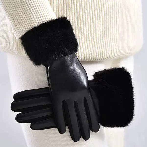 Gloves Manufacturer Wholesales Fashion Women Winter Warm Touch Screen PU Leather Gloves photo-2