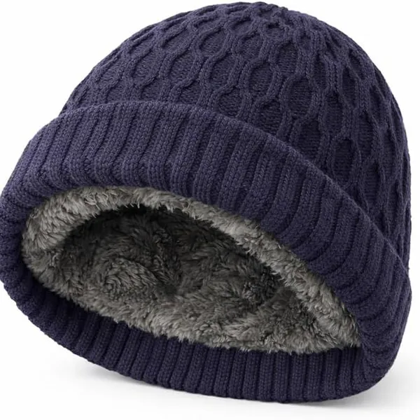 Fleece Lined Cable Knit Cuffed Beanie Warm Winter Thermal Skull Cap Soft Thick Windproof Outdoor Hat Custom Logo Wholesale photo-3