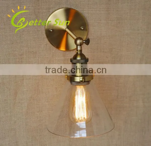 Loft Glass Shade Wall Sconce Bedside Vintage Solar Wall Light for Corridor photo-3